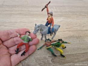 Figuras de goma y PVC: lote 5 antigua figura pvc goma vaquero cuatrero western cowboy caballo oeste Pech reamsa jecsan 5 cm